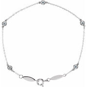 14K White 1/3 CTW Natural Diamond Bezel-Set Station 7" Bracelet