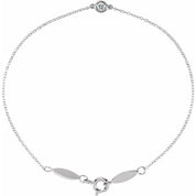 14K White .08 CT Natural Diamond 7" Bracelet