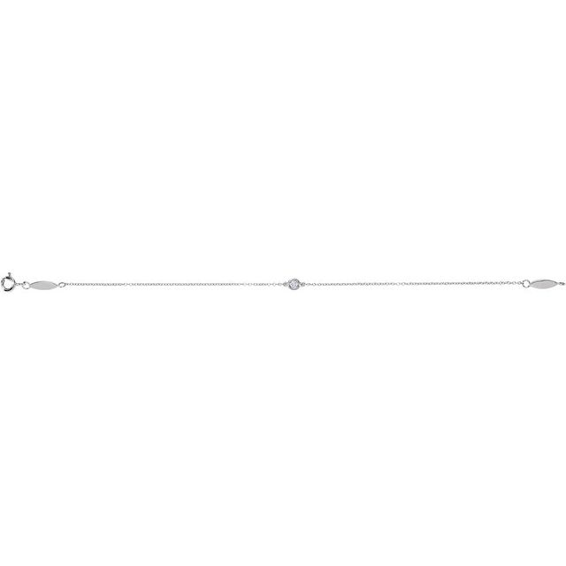 14K White .08 CT Natural Diamond 7" Bracelet