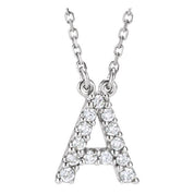 14K White 1/8 CTW Natural Diamond Initial A 16" Necklace