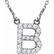 14K White 1/6 CTW Natural Diamond Initial B 16" Necklace