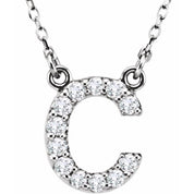 14K White 1/8 CTW Natural Diamond Initial C 16" Necklace