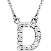 14K White 1/8 CTW Natural Diamond Initial D 16" Necklace