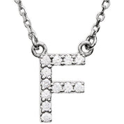 14K White 1/8 CTW Natural Diamond Initial F 16" Necklace