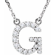 14K White 1/6 CTW Natural Diamond Initial G 16" Necklace