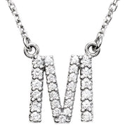 14K White 1/6 CTW Natural Diamond Initial M 16" Necklace