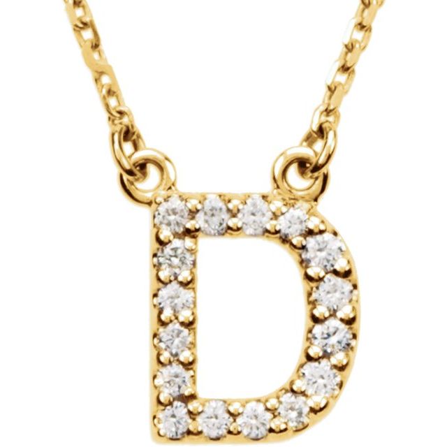 14K Yellow Gold 1/8 CTW Natural Diamond Initial D Necklace - Motek Jewelry
