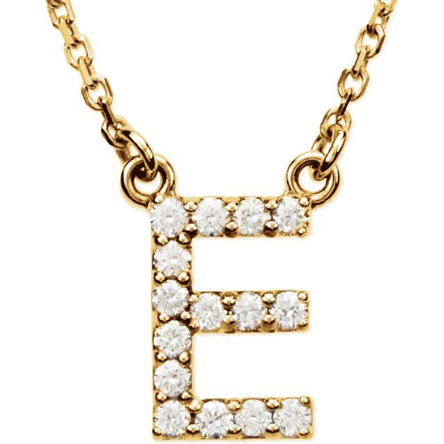 14K Yellow Gold 1/8 CTW Natural Diamond Initial E Necklace - Elegant Jewelry by Brand - Motek Jewelry