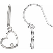 Sterling Silver .03 CTW Natural Diamond Heart Earrings