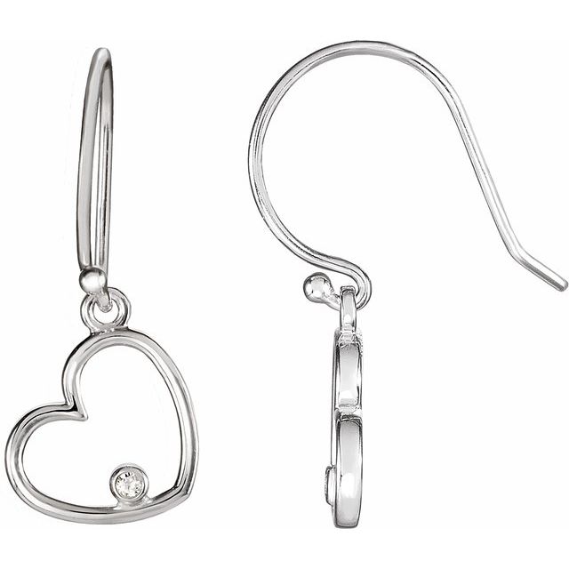 Sterling Silver .03 CTW Natural Diamond Heart Earrings