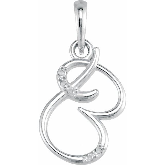 14K White .025 CTW Natural Diamond Initial B Necklace - 18" by Brand Name