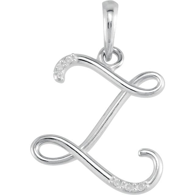 14K White Gold .025 CTW Natural Diamond Initial Z 18" Necklace