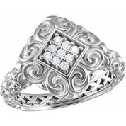 14K White 1/8 CTW Natural Diamond Ring