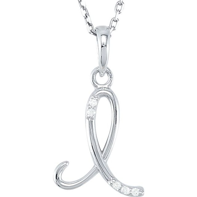 Sterling Silver Initial I Necklace with .025 CTW Natural Diamonds