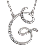Sterling Silver .08 CTW Natural Diamond Initial G 16" Necklace