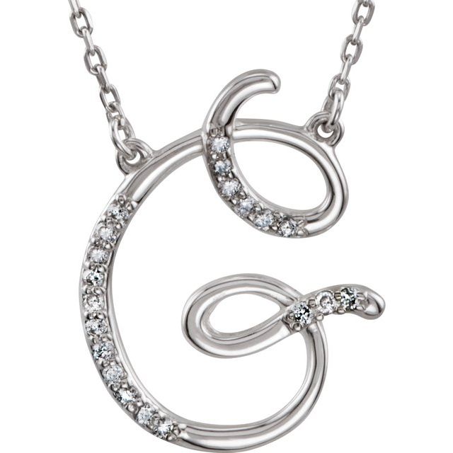 Sterling Silver .08 CTW Natural Diamond Initial G 16" Necklace
