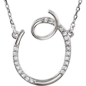 Sterling Silver .08 CTW Natural Diamond Initial O 16" Necklace