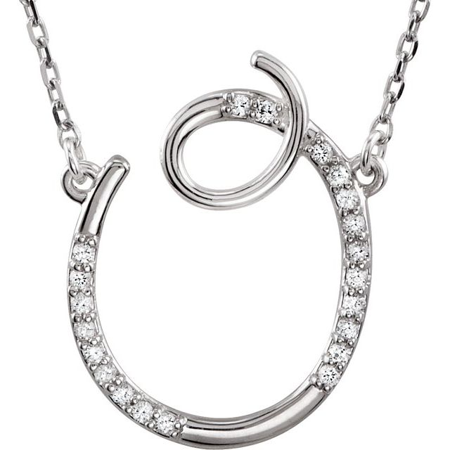 Sterling Silver .08 CTW Natural Diamond Initial O 16" Necklace