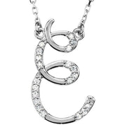 Sterling Silver .08 CTW Natural Diamond Initial E 16" Necklace