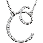 Sterling Silver .08 CTW Natural Diamond Initial C 16" Necklace