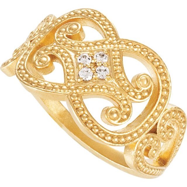 14K Yellow .05 CTW Diamond Granulated Ring