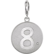 Sterling Silver .005 CT Natural Diamond Numeral 8 Charm