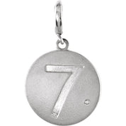 Sterling Silver .005 CT Natural Diamond Numeral 7 Charm
