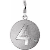 Sterling Silver .005 CT Natural Diamond Numeral 4 Charm