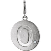 Sterling Silver .005 CT Natural Diamond Numeral 0 Charm