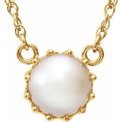 14K Yellow Cultured White Freshwater Pearl 18" Necklace
