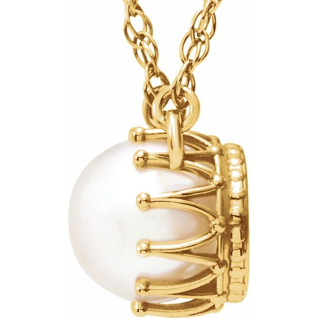 14K Yellow Cultured White Freshwater Pearl 18" Necklace