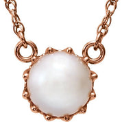 14K Rose Cultured White Freshwater Pearl 18" Necklace