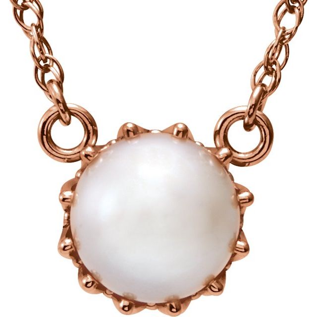 14K Rose Cultured White Freshwater Pearl 18" Necklace