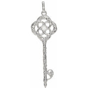 Sterling Silver 1/10 CTW Natural Diamond Vine Key Pendant