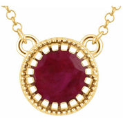 14K Yellow Natural Ruby Birthstone Necklace - July - Jewelry State Set - Motek Jewelry