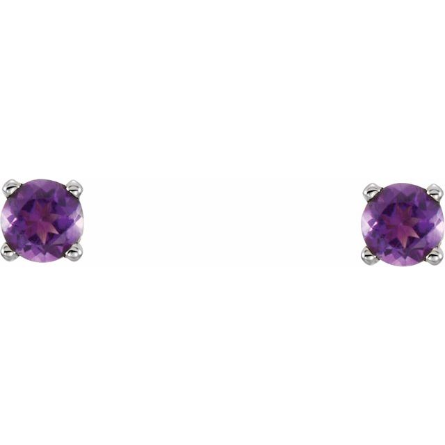 Sterling Silver Imitation Amethyst Youth Earrings