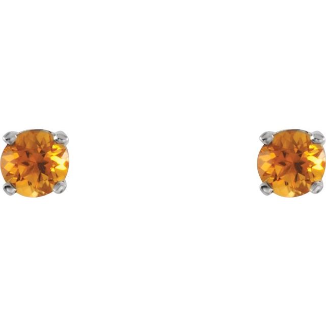 Sterling Silver Imitation Citrine Youth Earrings