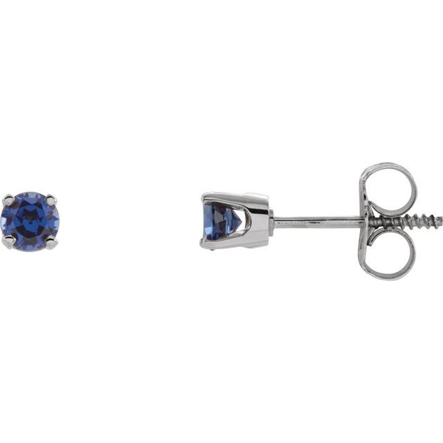 Sterling Silver Imitation Blue Sapphire Youth Earrings