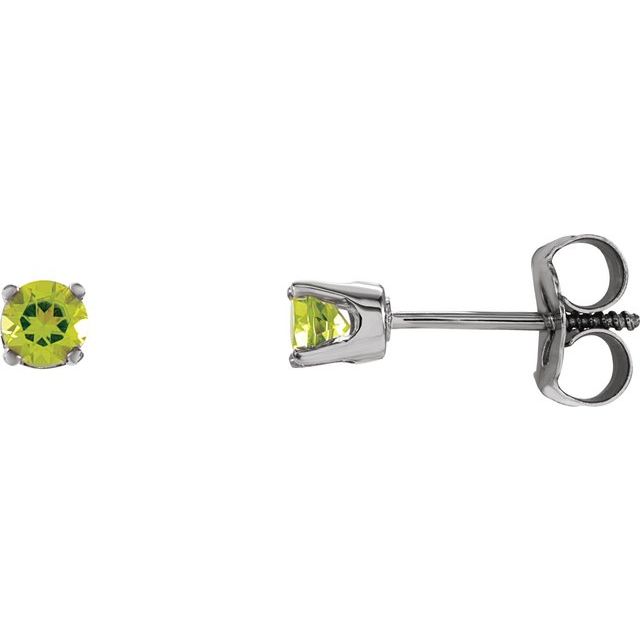 Sterling Silver Imitation Peridot Youth Earrings
