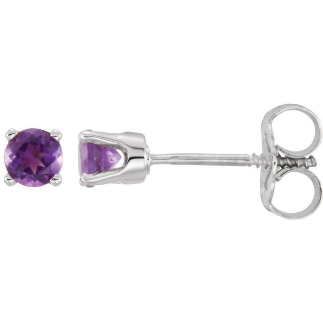 Sterling Silver Imitation Amethyst Youth Earrings