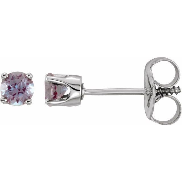Sterling Silver Imitation Alexandrite Youth Earrings