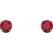 Sterling Silver Imitation Ruby Youth Earrings