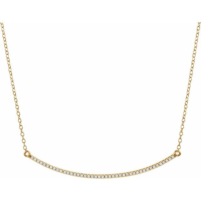 14K Yellow 1/6 CTW Natural Diamond Bar 16-18" Necklace