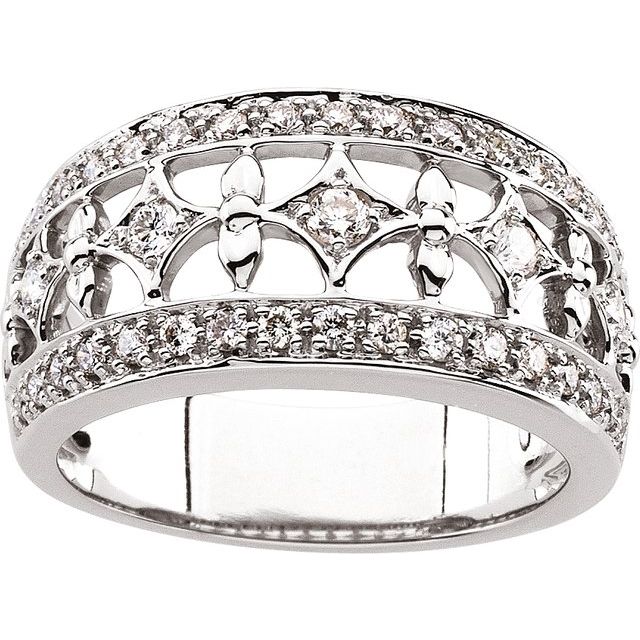 14K White 1/2 CTW Natural Diamond Ring