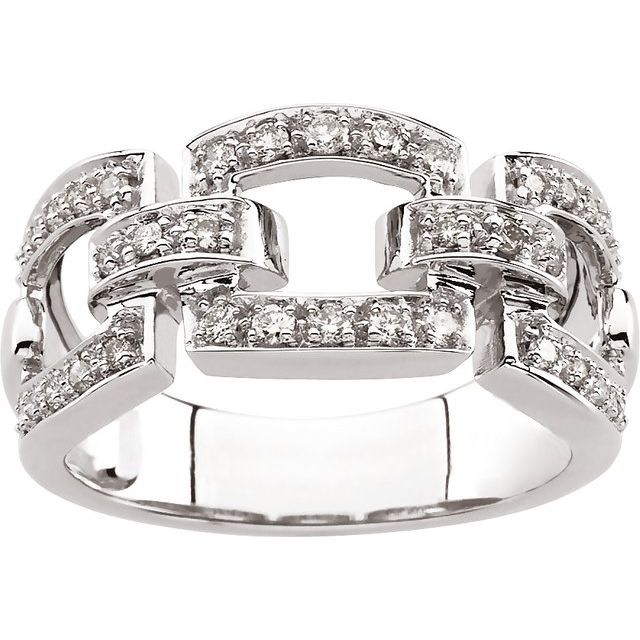 14K White 1/3 CTW Natural Diamond Link Ring