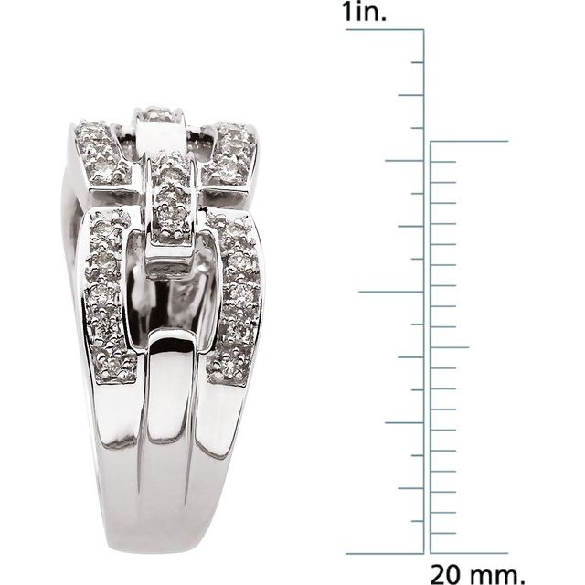 14K White 1/3 CTW Natural Diamond Link Ring