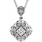 14K White 1/8 CTW Natural Diamond 18" Necklace