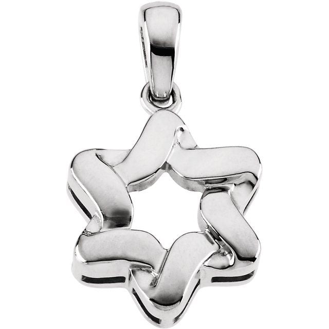14K White 23x17.5 mm Star of David Pendant