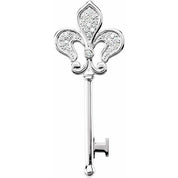 Sterling Silver 1/5 CTW Natural Diamond Fleur-de-lis Key Pendant