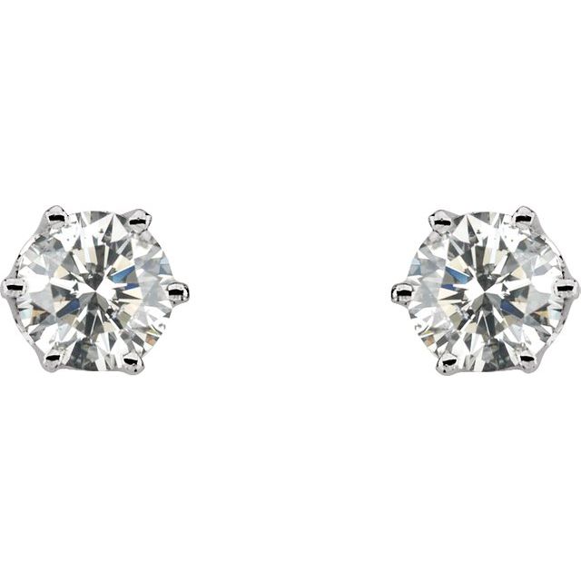 14K White 1/3 CTW Natural Diamond 6-Prong Stud Earrings